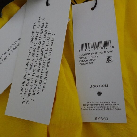 UGG Olympia Plaid Jacket Size S / M Yellow Oversized Hooded Unisex - Picture 10 of 12